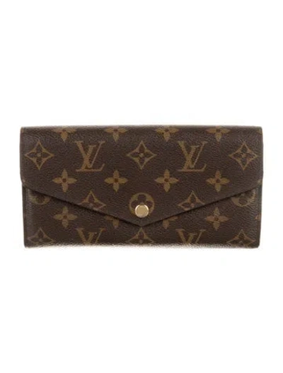 Pre-owned Louis Vuitton Lv Monogram Coated Canvas Sarah Wallet In Brown