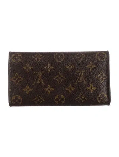 Pre-owned Louis Vuitton Lv Monogram Coated Canvas Sarah Wallet In Brown
