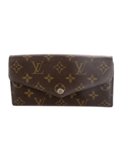 Pre-owned Louis Vuitton Lv Monogram Coated Canvas Sarah Wallet In Brown