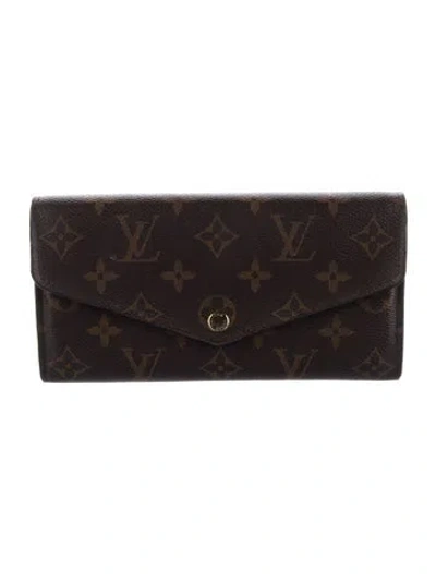 Pre-owned Louis Vuitton Lv Monogram Coated Canvas Sarah Wallet In Brown