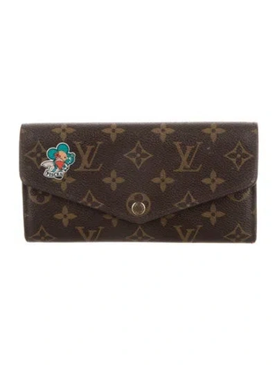Pre-owned Louis Vuitton Lv Monogram Coated Canvas Sarah Wallet In Brown