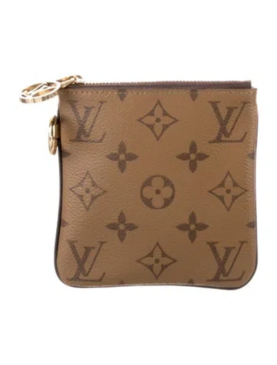Pre-owned Louis Vuitton Lv Monogram Coated Canvas Trio Wallet In Brown