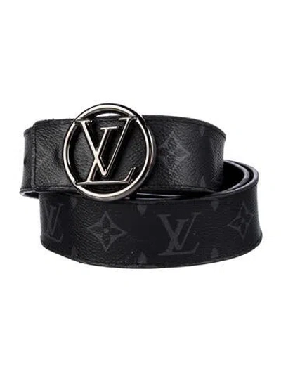 Pre-owned Louis Vuitton Lv Monogram Coated Canvas Waist Belt In Black