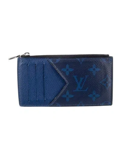 Pre-owned Louis Vuitton Lv Monogram Coated Canvas Wallet In Blue