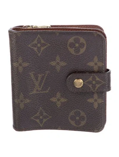 Pre-owned Louis Vuitton Lv Monogram Coated Canvas Zippy Compact Wallet In Brown