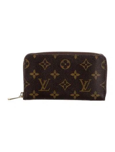 Pre-owned Louis Vuitton Lv Monogram Coated Canvas Zippy Compact Wallet In Brown