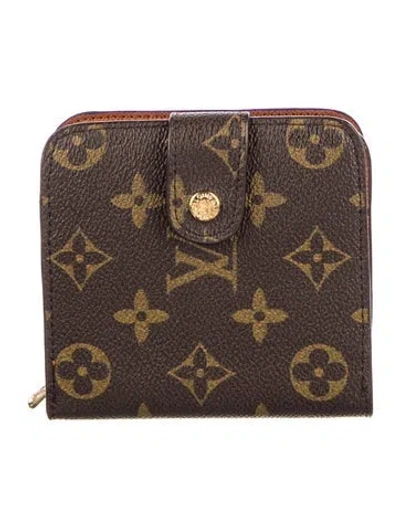 Pre-owned Louis Vuitton Lv Monogram Coated Canvas Zippy Compact Wallet In Brown