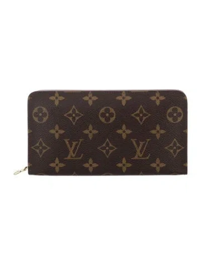Pre-owned Louis Vuitton Lv Monogram Coated Canvas Zippy Compact Wallet In Brown
