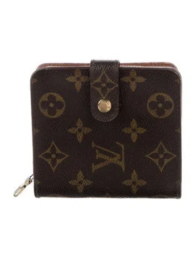Pre-owned Louis Vuitton Lv Monogram Coated Canvas Zippy Compact Wallet In Brown