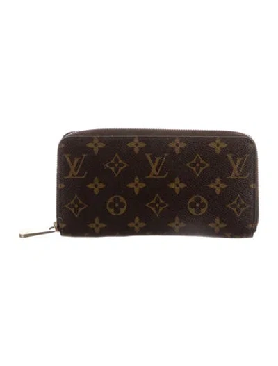 Pre-owned Louis Vuitton Lv Monogram Coated Canvas Zippy Wallet In Brown