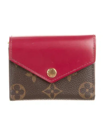 Pre-owned Louis Vuitton Lv Monogram Coated Canvas Zoé Wallet In Brown