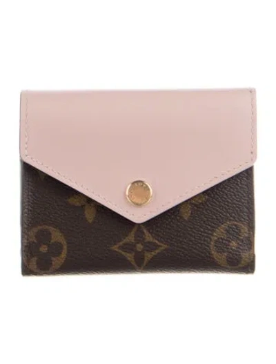 Pre-owned Louis Vuitton Lv Monogram Coated Canvas Zoé Wallet In Brown