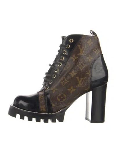 Pre-owned Louis Vuitton Lv Monogram Combat Boots In Brown