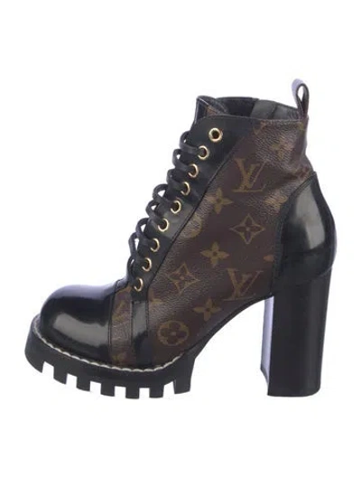 Pre-owned Louis Vuitton Lv Monogram Combat Boots In Brown