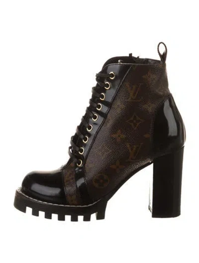 Pre-owned Louis Vuitton Lv Monogram Combat Boots In Brown
