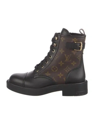 Pre-owned Louis Vuitton Lv Monogram Combat Boots In Brown