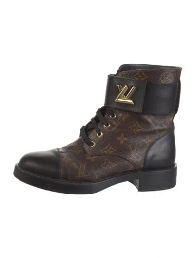Pre-owned Louis Vuitton Lv Monogram Combat Boots In Multi