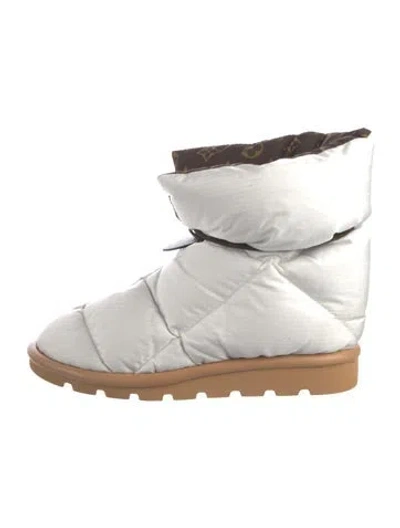 Pre-owned Louis Vuitton Lv Monogram Combat Boots In White