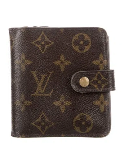 Pre-owned Louis Vuitton Lv Monogram Compact Wallet In Brown
