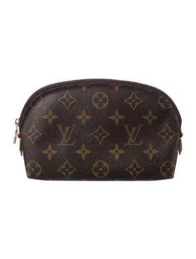 Pre-owned Louis Vuitton Lv Monogram Cosmetic Pouch Pm In Brown