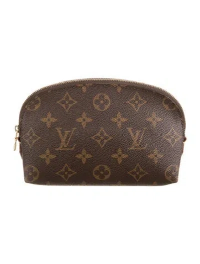 Pre-owned Louis Vuitton Lv Monogram Cosmetic Pouch Pm In Brown