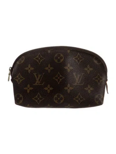 Pre-owned Louis Vuitton Lv Monogram Cosmetic Pouch Pm In Brown