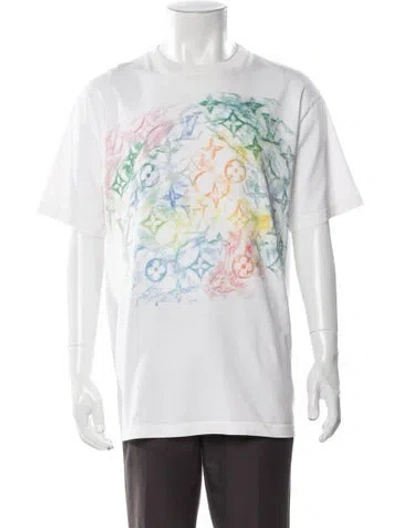 Pre-owned Louis Vuitton Lv Monogram Crew Neck T-shirt In White