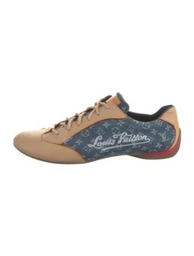Pre-owned Louis Vuitton Lv Monogram Denim Athletic Sneakers In Blue