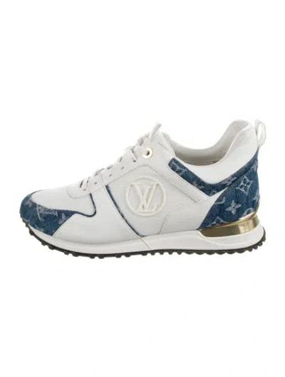 Pre-owned Louis Vuitton Lv Monogram Denim Athletic Sneakers In Blue/white