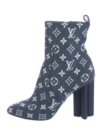 Pre-owned Louis Vuitton Lv Monogram Denim Boots In Blue