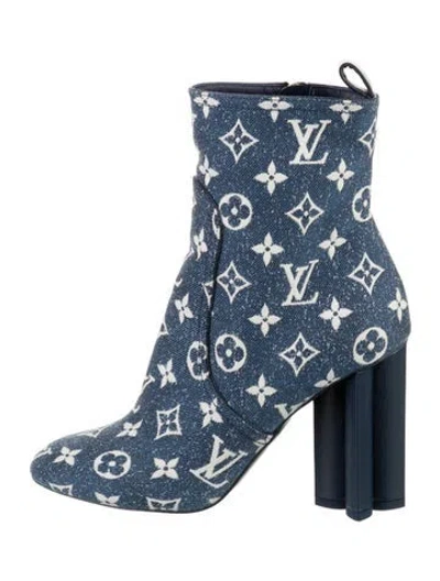 Pre-owned Louis Vuitton Lv Monogram Denim Boots In Blue