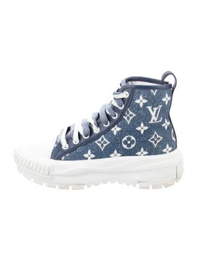 Pre-owned Louis Vuitton Lv Monogram Denim Chunky Sneakers In Blue