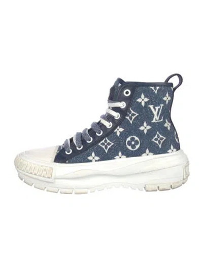 Pre-owned Louis Vuitton Lv Monogram Denim Chunky Sneakers In Blue