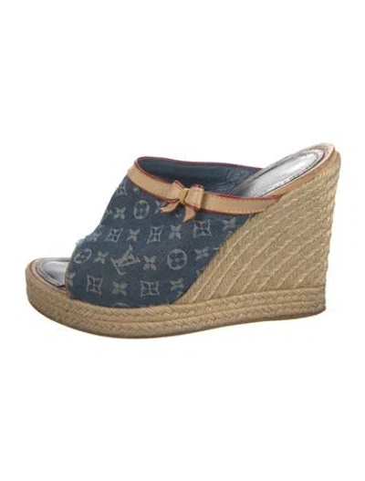 Pre-owned Louis Vuitton Lv Monogram Denim Espadrilles In Blue