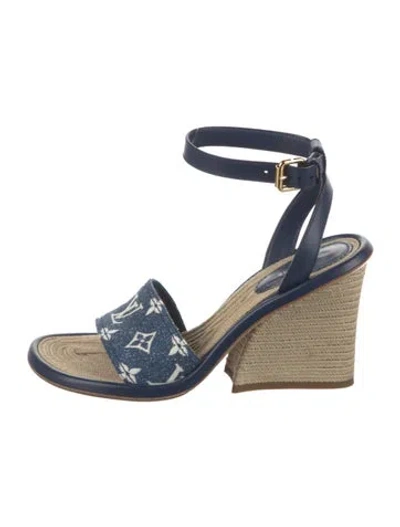 Pre-owned Louis Vuitton Lv Monogram Denim Espadrilles In Blue