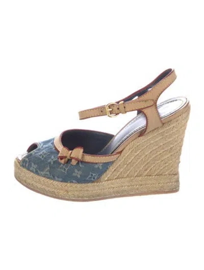 Pre-owned Louis Vuitton Lv Monogram Denim Espadrilles In Blue