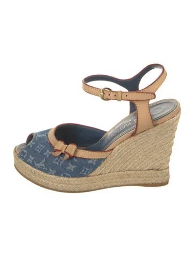 Pre-owned Louis Vuitton Lv Monogram Denim Espadrilles In Blue