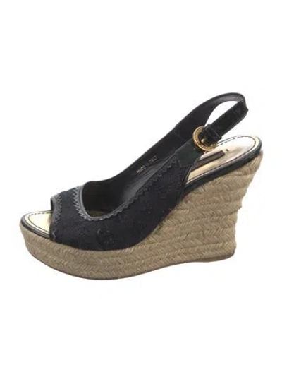 Pre-owned Louis Vuitton Lv Monogram Denim Espadrilles In Blue
