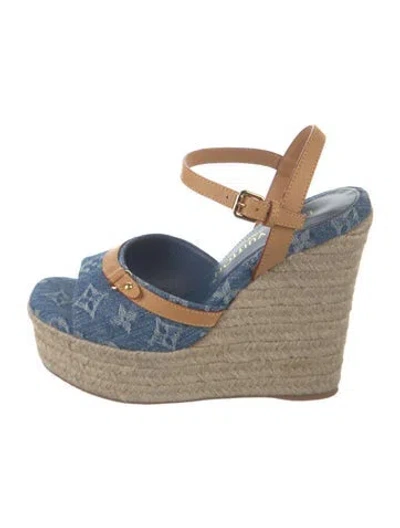 Pre-owned Louis Vuitton Lv Monogram Denim Espadrilles In Neutrals