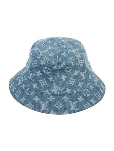 Pre-owned Louis Vuitton Lv Monogram Denim Essential Reversible Bob Hat In Blue