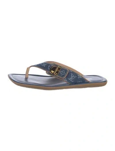 Pre-owned Louis Vuitton Lv Monogram Denim Flip Flops In Blue
