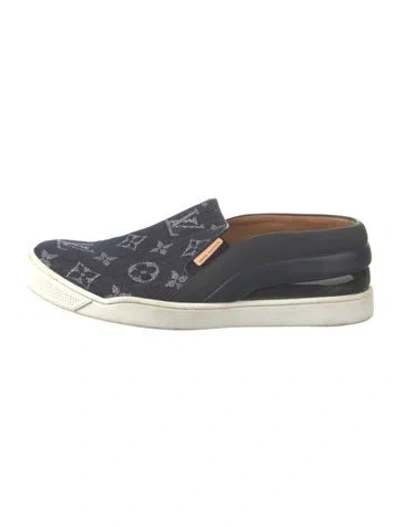 Pre-owned Louis Vuitton Lv Monogram Denim Loafers In Blue