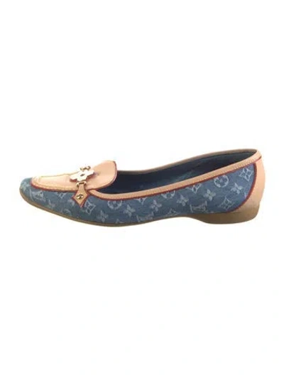 Pre-owned Louis Vuitton Lv Monogram Denim Loafers In Blue