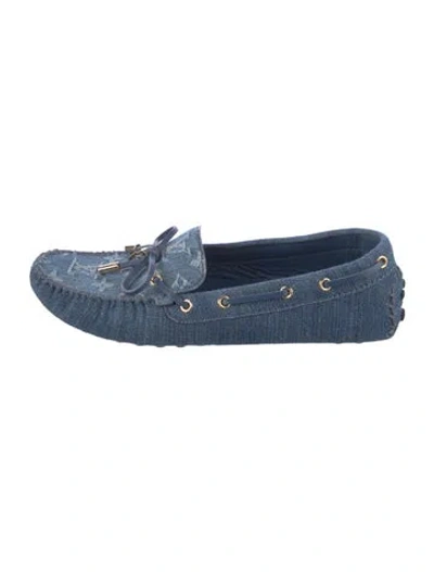 Pre-owned Louis Vuitton Lv Monogram Denim Moccasins In Blue