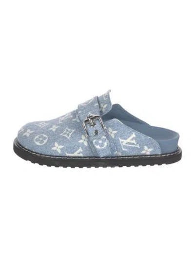 Pre-owned Louis Vuitton Lv Monogram Denim Mules In Blue
