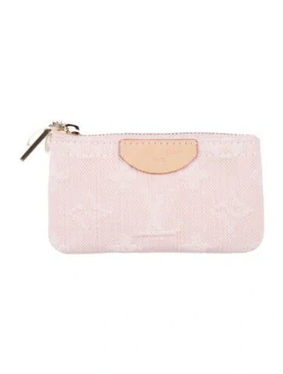 Pre-owned Louis Vuitton Lv Monogram Denim Pouch In Pink