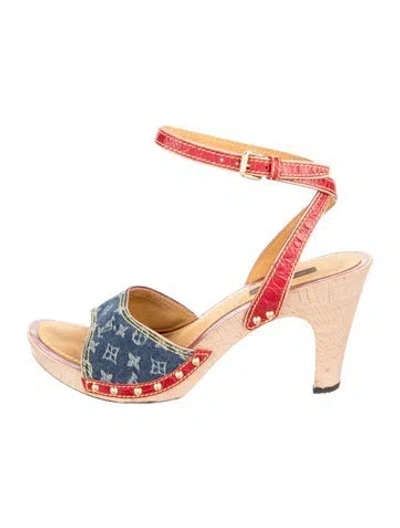 Pre-owned Louis Vuitton Lv Monogram Denim Sandals In Blue