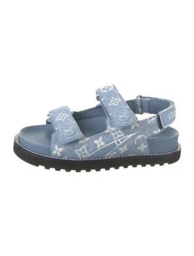 Pre-owned Louis Vuitton Lv Monogram Denim Sandals In Blue