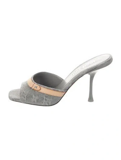 Pre-owned Louis Vuitton Lv Monogram Denim Slides