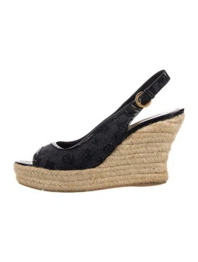 Pre-owned Louis Vuitton Lv Monogram Denim Slingback Sandals In Blue